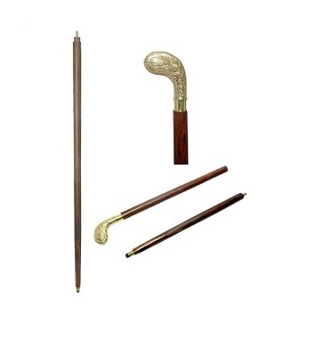 Vintage Wooden Walking Stick Cane With Brass Handle wood shaft walking stick for old mens