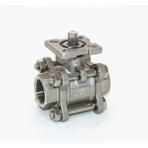 CF8 CF8m 1000wog BSPT NPT Threaded Price 1/2" Ss 304 316 1 2 3PCS Stainless Steel Ball Valve with mounting pad