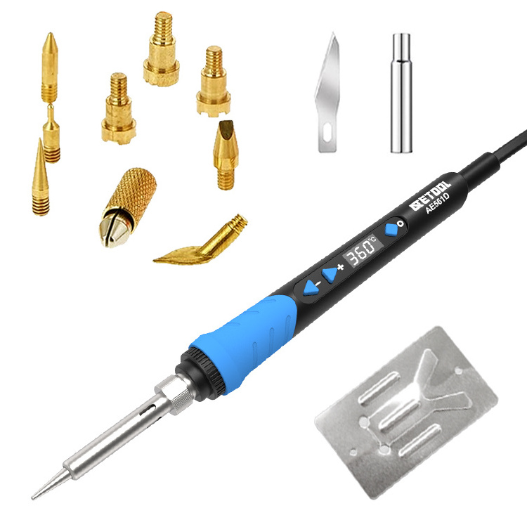 Best selling  pyrography wood burning tool kit with tool box 60w 110v 230v soldering iron with Wood Burning/Embossing Tips