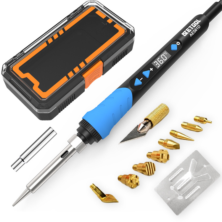 Best selling  pyrography wood burning tool kit with tool box 60w 110v 230v soldering iron with Wood Burning/Embossing Tips