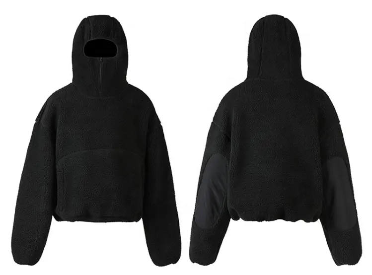 Custom Masked ninja Hoodie Embroidery Sherpa Fleece zip up men's hoodies sweatshirts