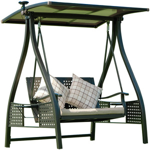 Outdoor Patio Furniture Cast Aluminum 2-Seater Swing Chair with Solar Light Solor Swing Chair