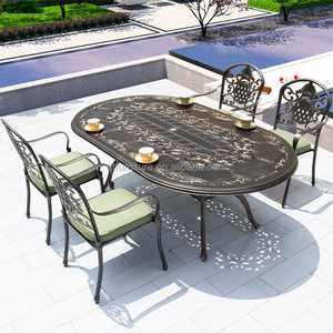 Hot Selling Outdoor Cast Aluminium Round Table And Chair Furniture 5-Pieces Dining Sets Patio Furniture