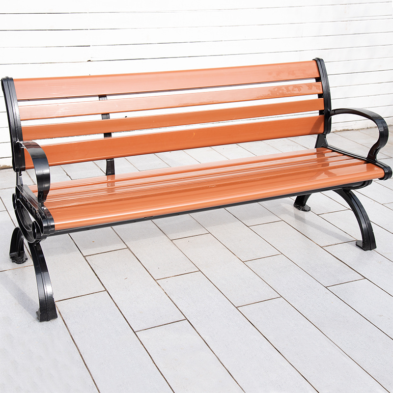 Outdoor Garden Bench Park Bench Porch Bench Chair Natural Plastic-Wood Cast Aluminum Love Seat