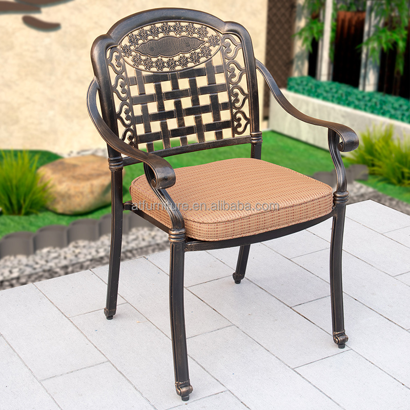 Patio 5 Piece Outdoor BBQ Dinning Table 4 Chairs Gas Fire Set Cast Aluminum Outdoor Furniture for Garden