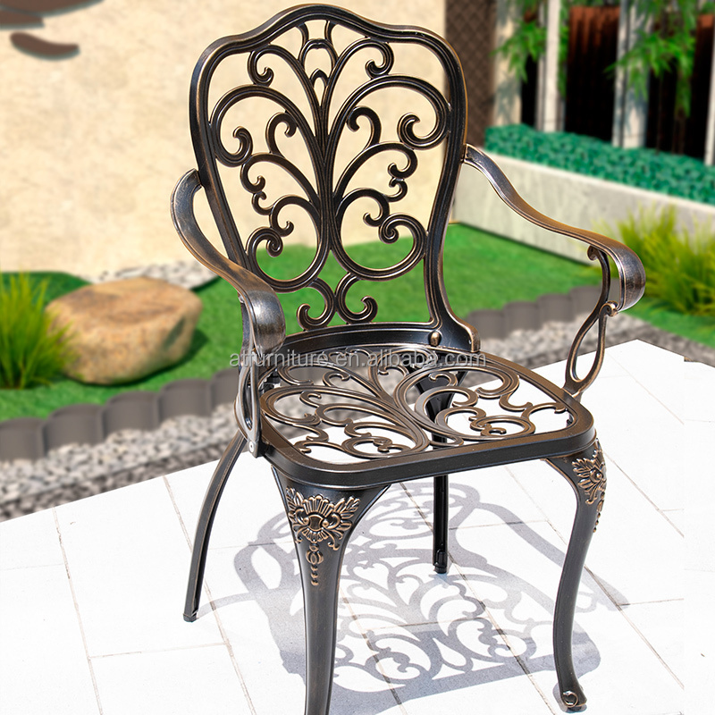 Patio 5 Piece Outdoor BBQ Dinning Table 4 Chairs Gas Fire Set Cast Aluminum Outdoor Furniture for Garden