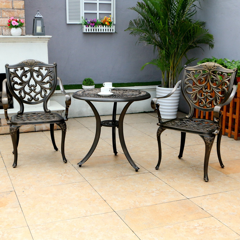 High Quality 5pcs Luxury Outdoor Modern Aluminium Garden Bistro Dining Sets Patio Furniture with Round Table