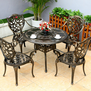 High Quality 5pcs Luxury Outdoor Modern Aluminium Garden Bistro Dining Sets Patio Furniture with Round Table