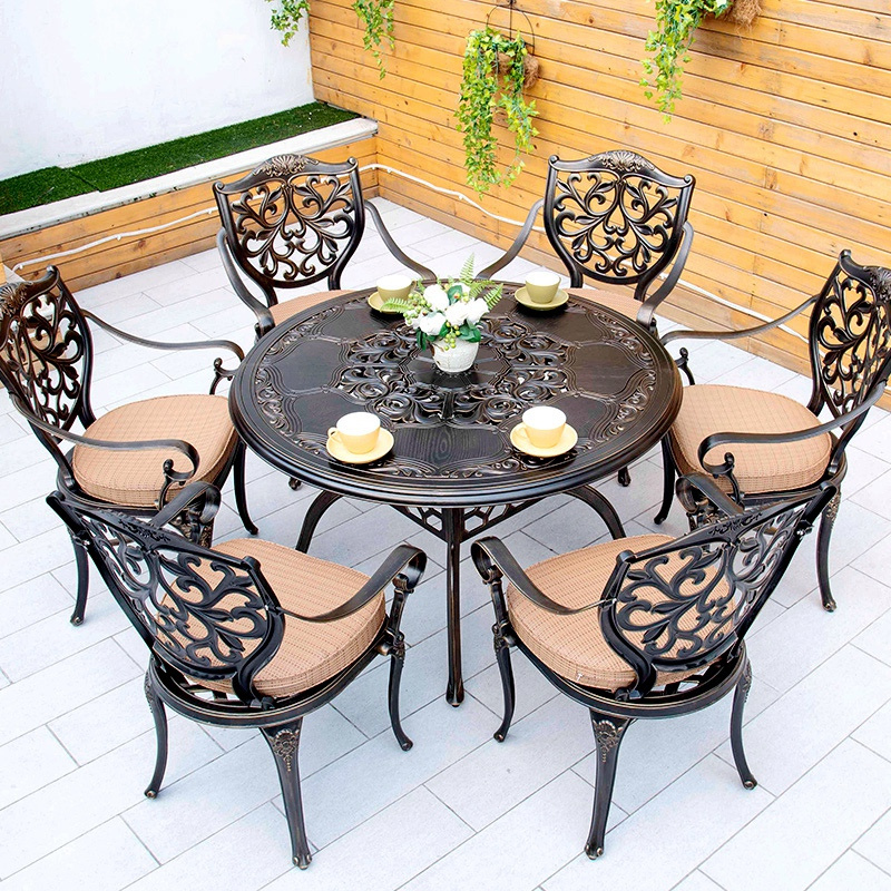 High Quality 5pcs Luxury Outdoor Modern Aluminium Garden Bistro Dining Sets Patio Furniture with Round Table