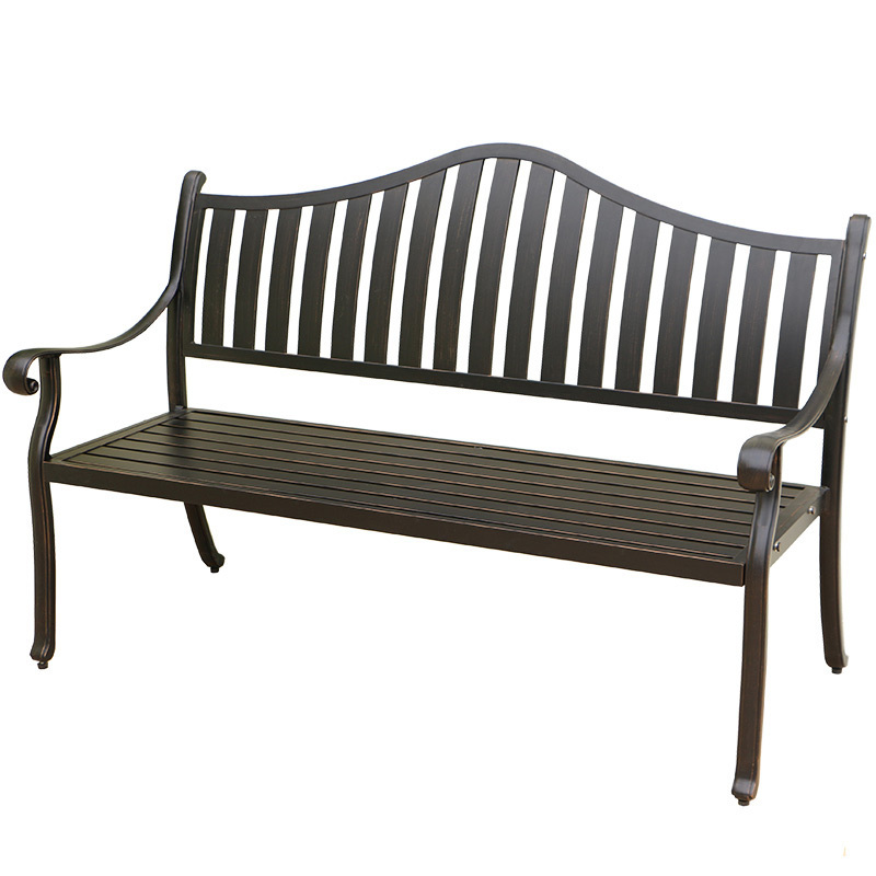 Outdoor Traditional Antirust Metal Bench Garden Park Chair and Loveseat Aluminum Leisure Bench with Backrest