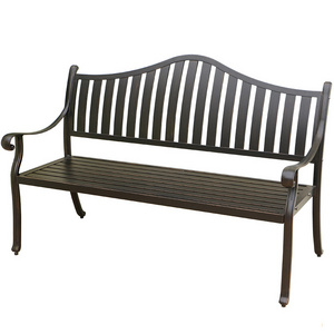 Outdoor Traditional Antirust Metal Bench Garden Park Chair and Loveseat Aluminum Leisure Bench with Backrest