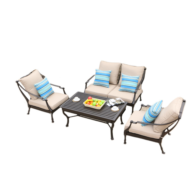 High Quality New Design Aluminum Patio Outdoor Garden Furniture Lounge Sofa Chair Set Coffee Table