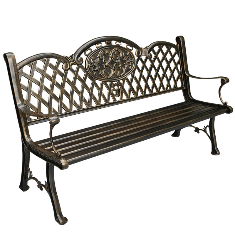 Outdoor Traditional Antirust Metal Bench Garden Park Chair and Loveseat Aluminum Leisure Bench with Backrest