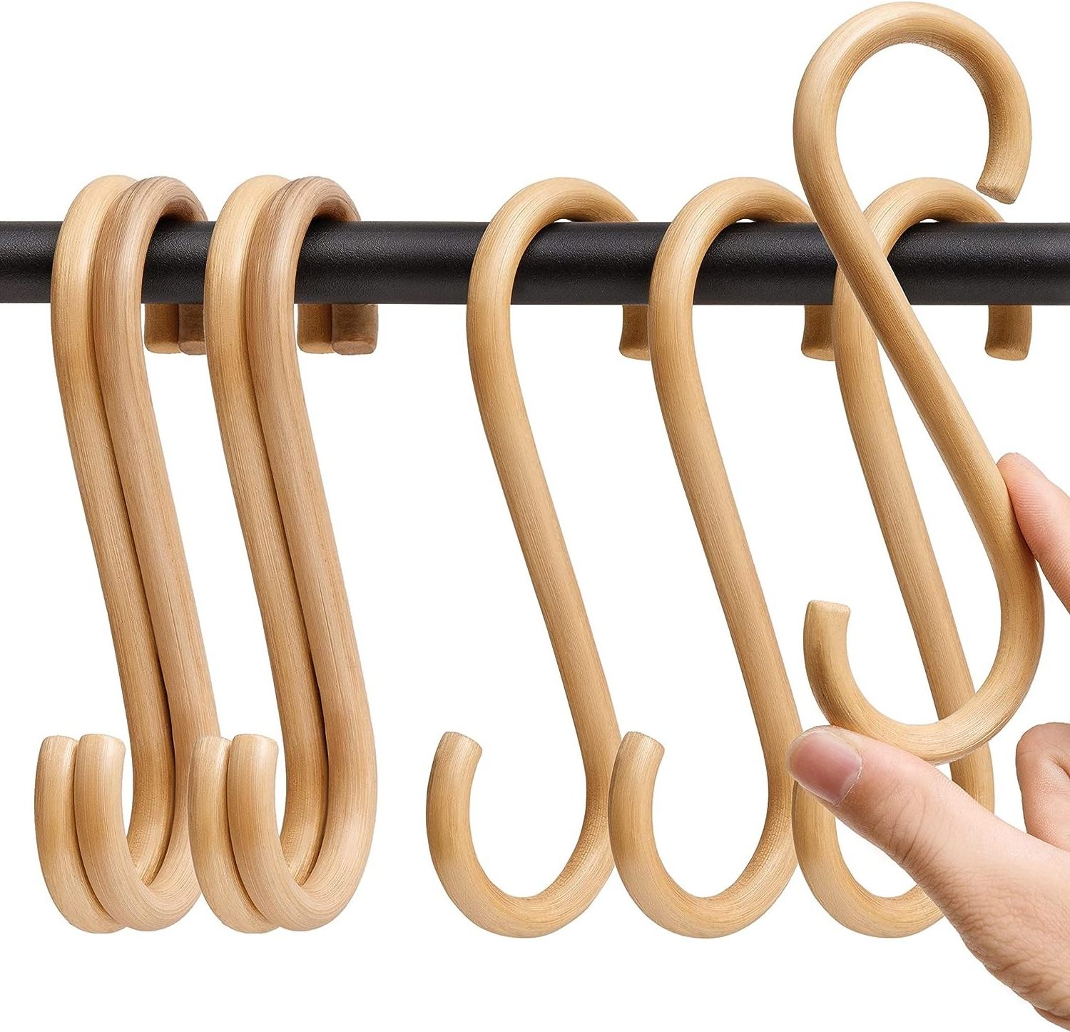 Modern design Rattan S Hooks for Hanging, Hangers S Shaped Hooks for Bags, Clothes, Plants, Utensils