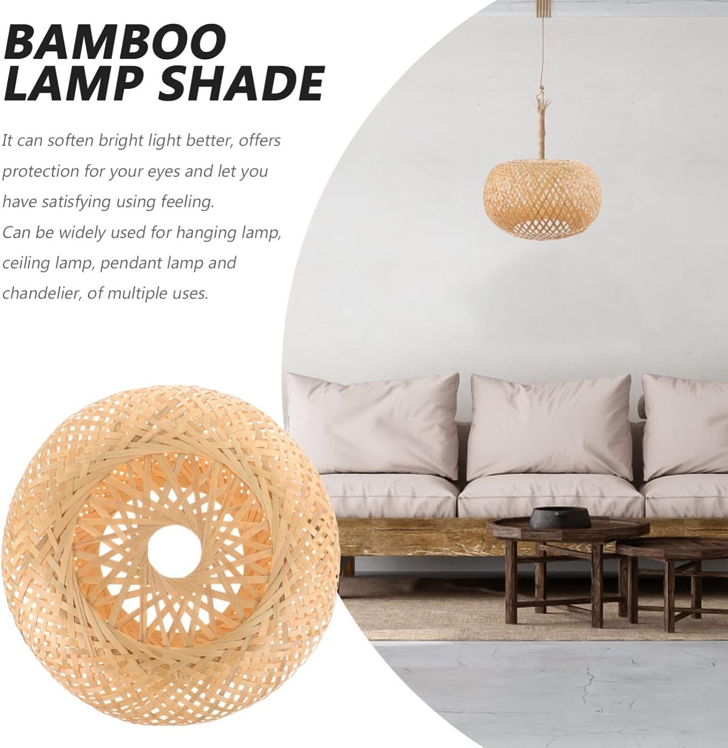 Wholesale price Bamboo Lamp Shade Woven Pendant Lampshade Rattan Lamp Cage Vintage Chandelier Lamp Cover