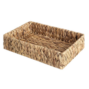 Wholesale price Divided Storage Basket Container Wicker Desk Organizer Perfect for Drawer Organizing with Water Hyacinth Baskets