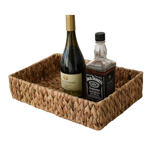 Hot selling Wicker Desk Organizer Storage Basket Container Ideal for Drawer Organization with Water Hyacinth Baskets