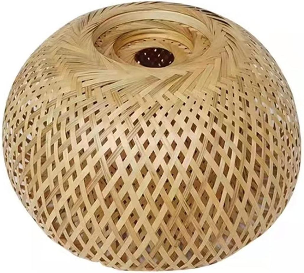 Top shopping Bamboo Wicker Rattan Lampshade Hand-Woven Double Layer Bamboo Dome Lampshade Asian Design