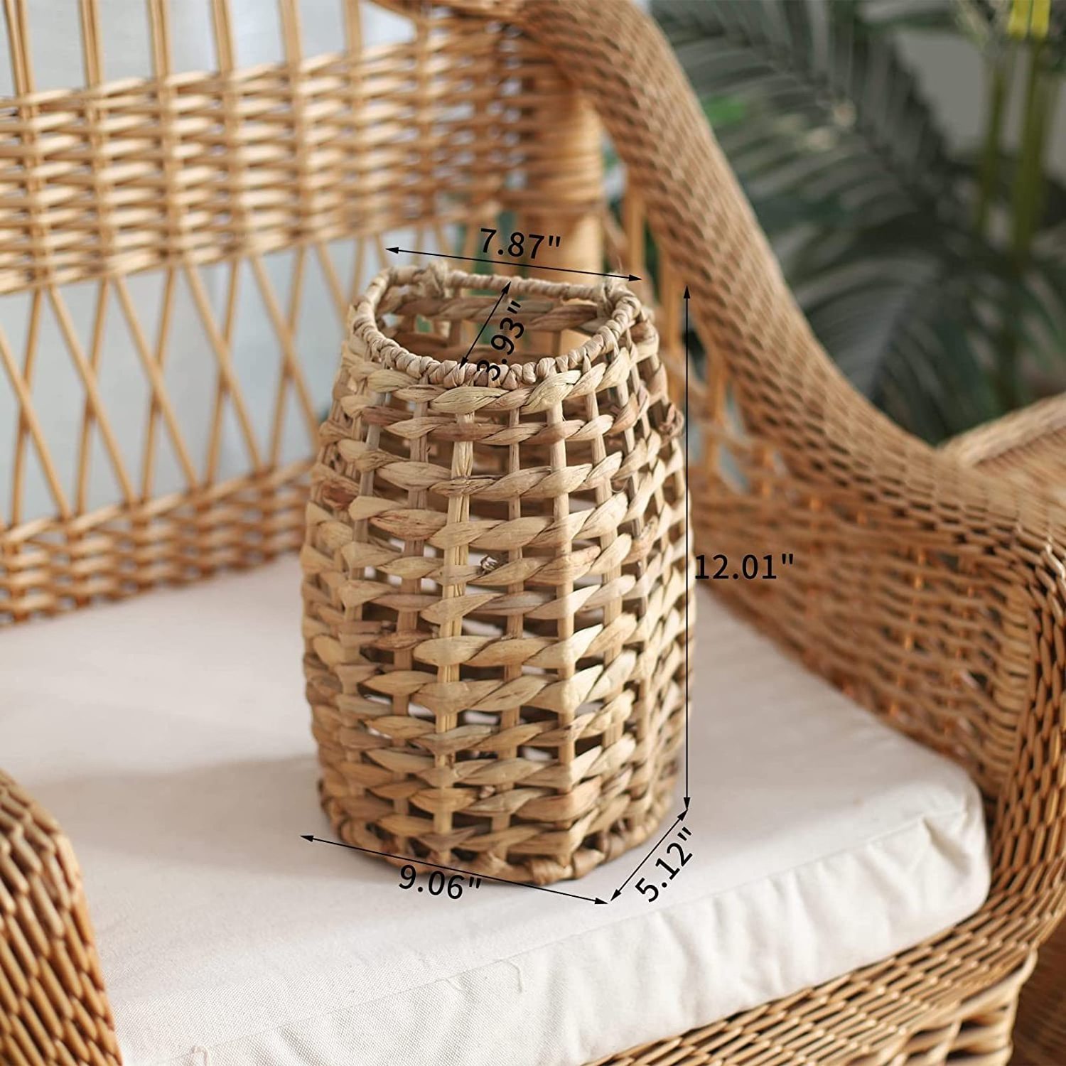 Charming Indoor Hanging Basket made of Woven Water Hyacinth - Perfect for Home, Garden