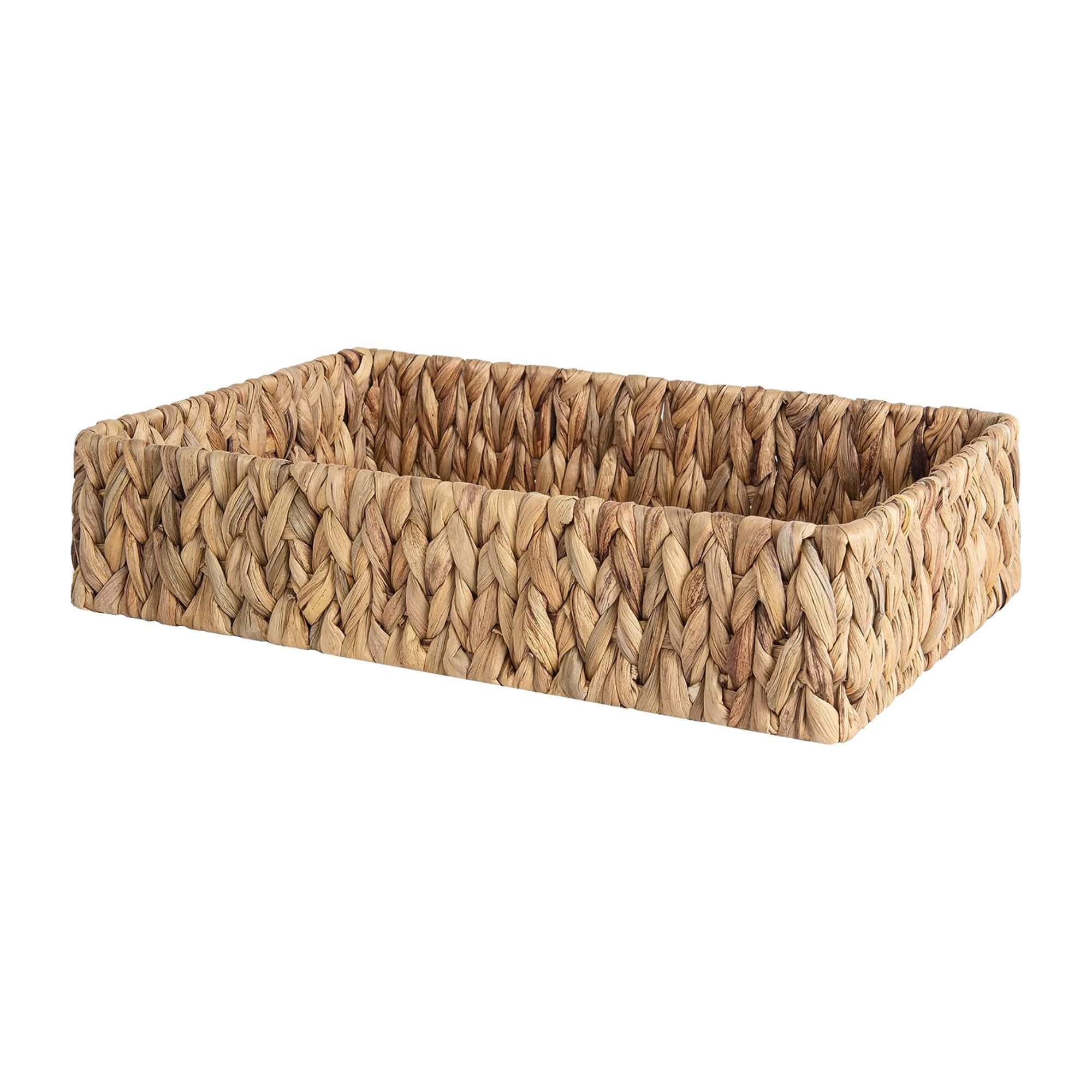 Divided Storage Basket Container with 5 Sections Basket for Drawer Organizing Wicker Desk Organizer Water Hyacinth Baskets