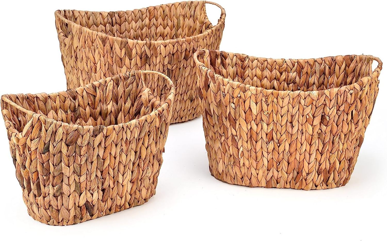 Oval Hyacinth Baskets with Handles: Innovative Set for Tall Storage, Including Laundry Baskets with Lid