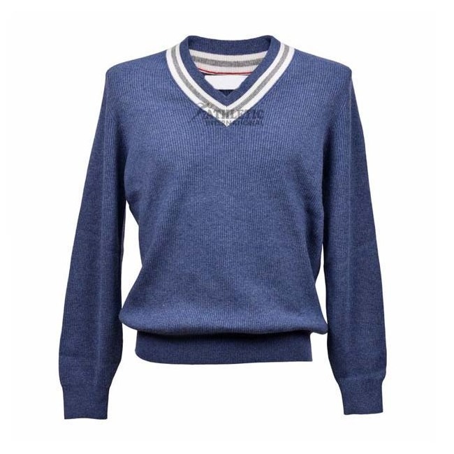 Men's Clothing 100% Cashmere Blue V Neck Sweater Cotton Wool Breathable Striped Cable Knit Cricket Pullover School Wear Sweaters