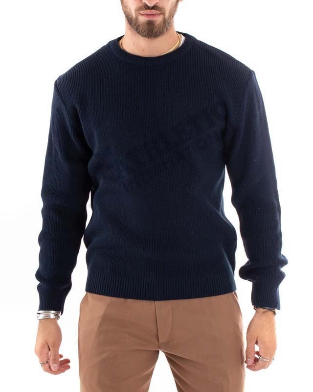 Men Sweater Patch Casual Pullover Long Sleeve Navy Blue High Neck Top Quality Winter Wear Cheap Price Breathable Knitted Sweater