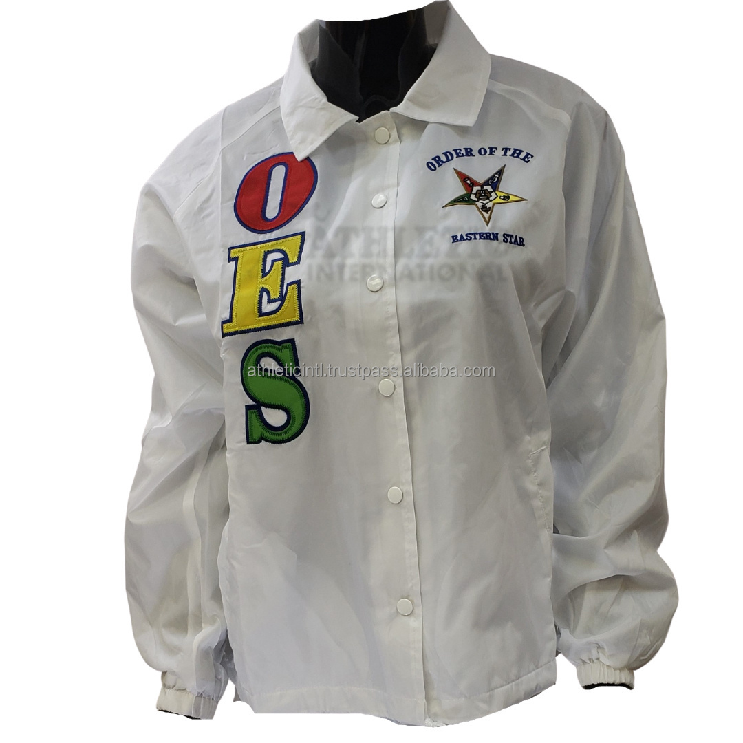 Custom letters design Order of Easter Line Jackets Windproof Greek custom Embroidered OES Real satin Jackets