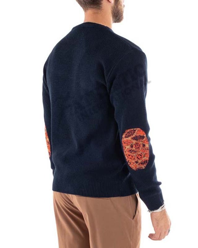 Men Sweater Patch Casual Pullover Long Sleeve Navy Blue High Neck Top Quality Winter Wear Cheap Price Breathable Knitted Sweater