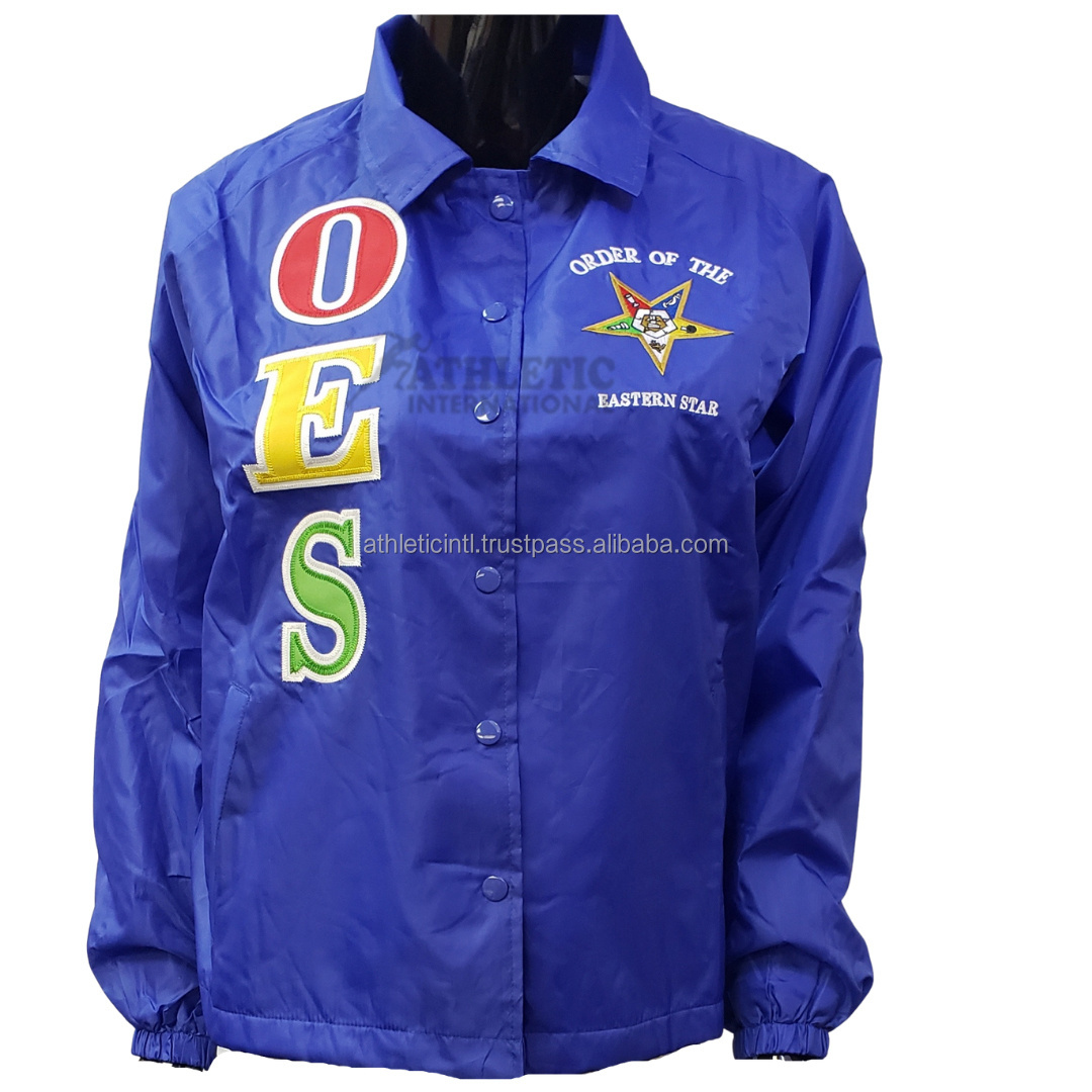 Custom letters design Order of Easter Line Jackets Windproof Greek custom Embroidered OES Real satin Jackets