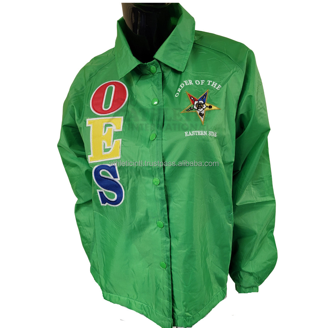 Custom letters design Order of Easter Line Jackets Windproof Greek custom Embroidered OES Real satin Jackets