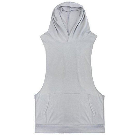 OEM wholesale custom mens tank top workout sleeveless gym tank top men vest with hood for men 100% Cotton Gym Hooded Vest