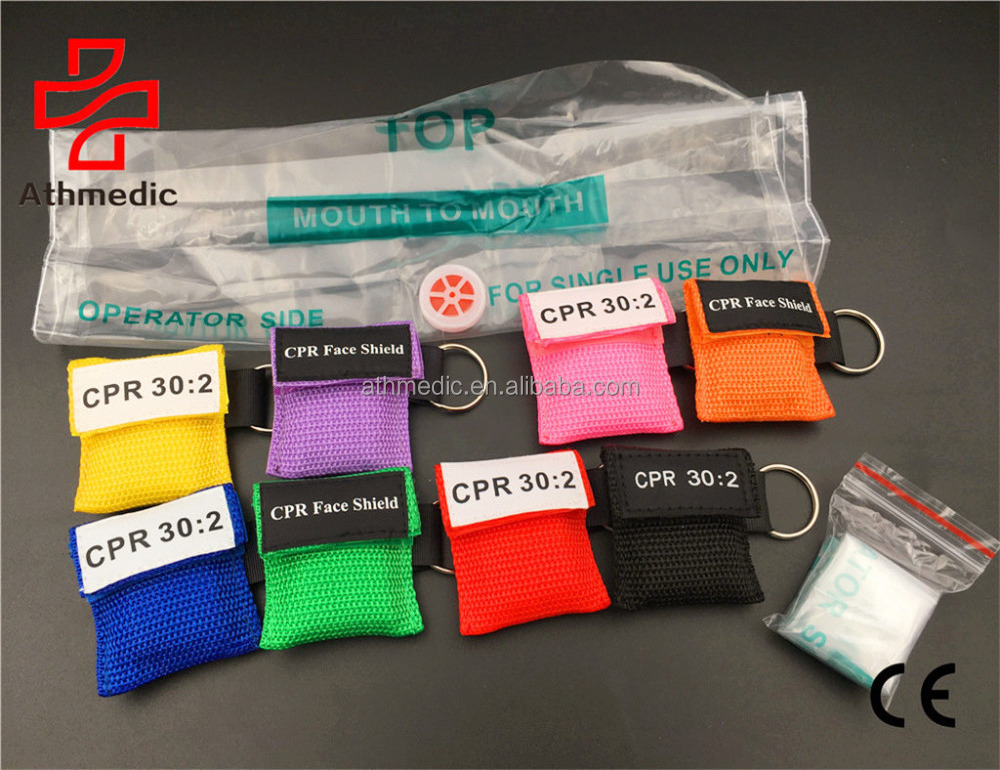 2023 medical promotion Resuscitator breather rescue CPR Face Mask Keychain CPR Face Shield Frist Aid CPR 30:2 Training Kit