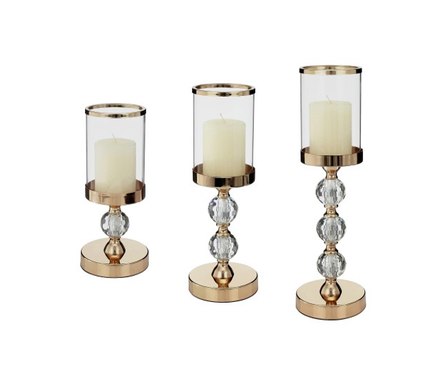 Candlestick Home Lanterns Set of 3 Silver Acryl Beads Iton Glass Candle Holder Used for Wedding Part Event