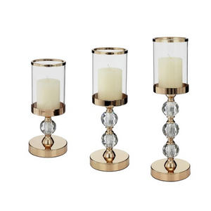 Candlestick Home Lanterns Set of 3 Silver Acryl Beads Iton Glass Candle Holder Used for Wedding Part Event