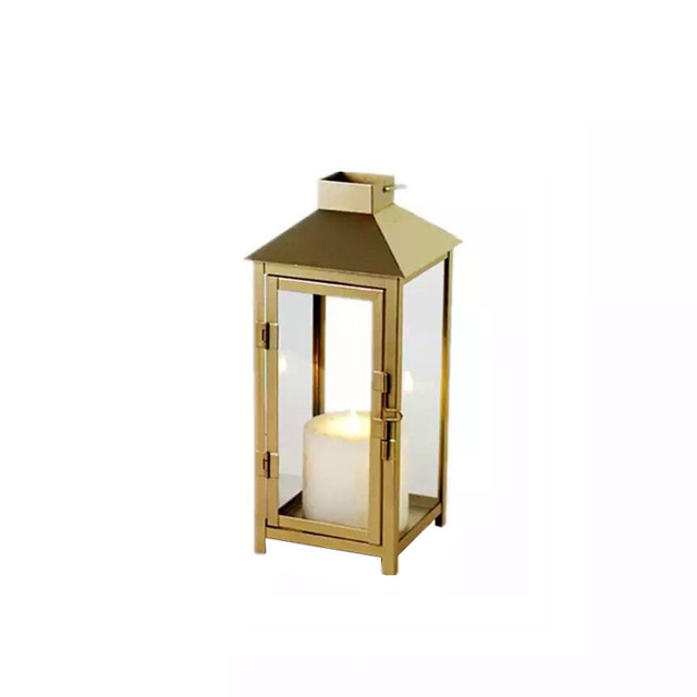 Set of 3 Home Decor Graceful Gold Candle Lanterns Metal for Centerpiece Wedding Decoration