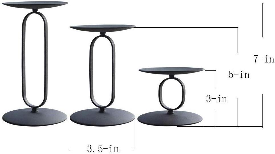 Set of 3 Candlestick with Black Iron-3.5