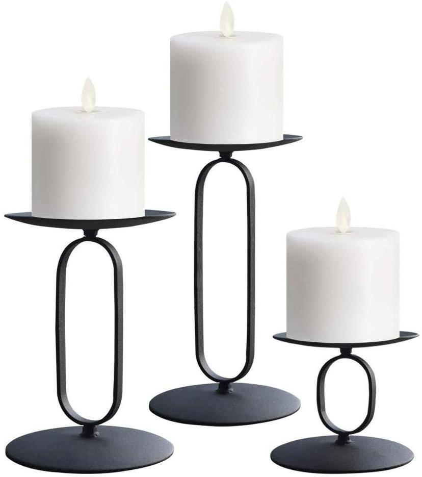 Set of 3 Candlestick with Black Iron-3.5