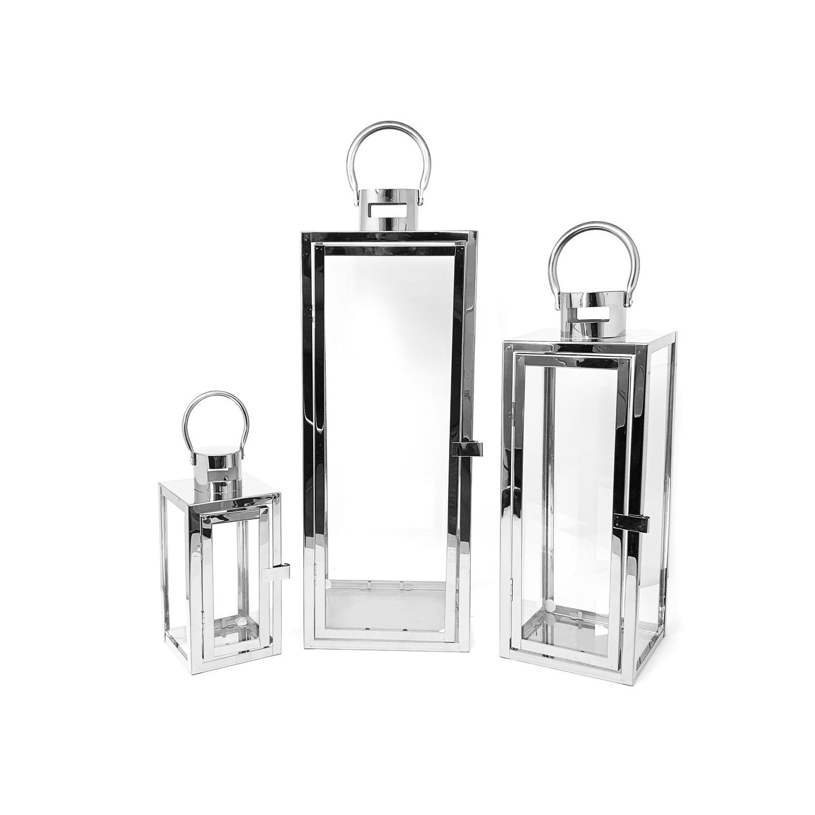 Modern Square Lantern Stainless Steel Lagom Lantern - SMALL