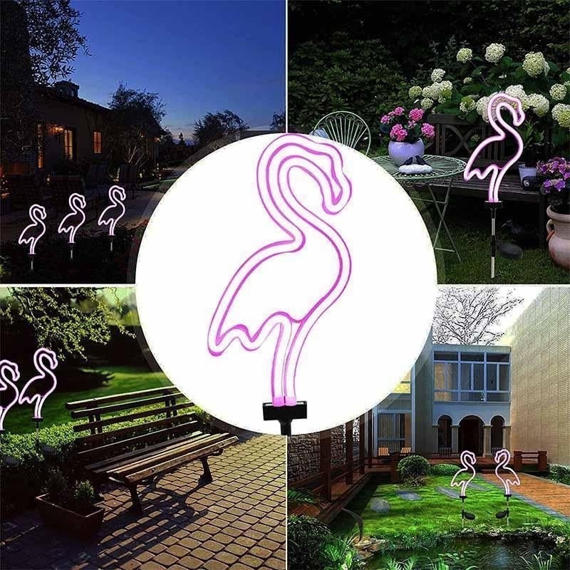 LED Bird Lamp Flamingo Neon Pile Solar Power Light Outdoor