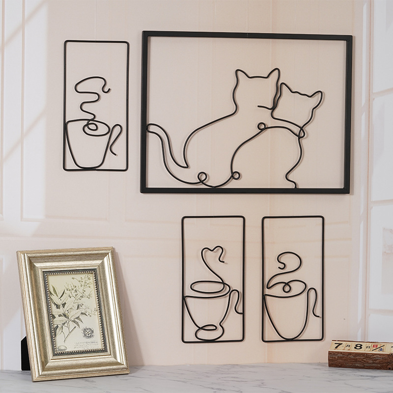 Wall Decoration Wire  Style black lovely cat Pet Ornaments Home Decoration