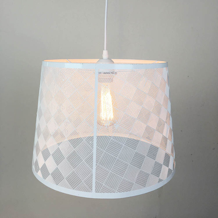 Hanging White Metal Drum Lampshade Wire Hollow Etching Arto Decorative Light Pendant Lighting