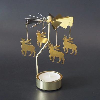 Padory Rotary Spinning Tealight Candle Metal Tea Light Holder Carousel Home Decoration