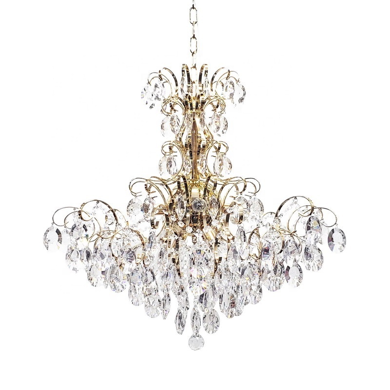 Indoor Lighting Fancy Luxury Marie Gold Metal Clear Crystal Chandelier Pendant Lights