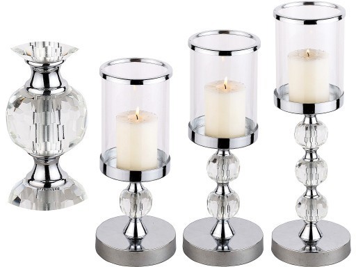 Candlestick Home Lanterns Set of 3 Silver Acryl Beads Iton Glass Candle Holder Used for Wedding Part Event