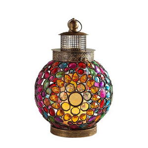 Turkish Retro Bedroom Bedside Romantic Colorful Night Lights Mediterranean Decorative Mosaic Glass Table Lamp