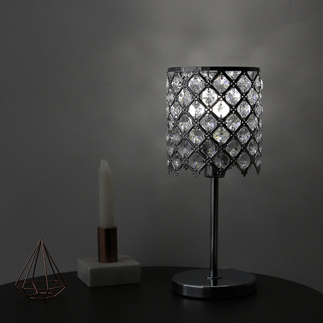 Modern Polished Chrome & Clear Acrylic Jewel Cylinder Touch Table Lamp