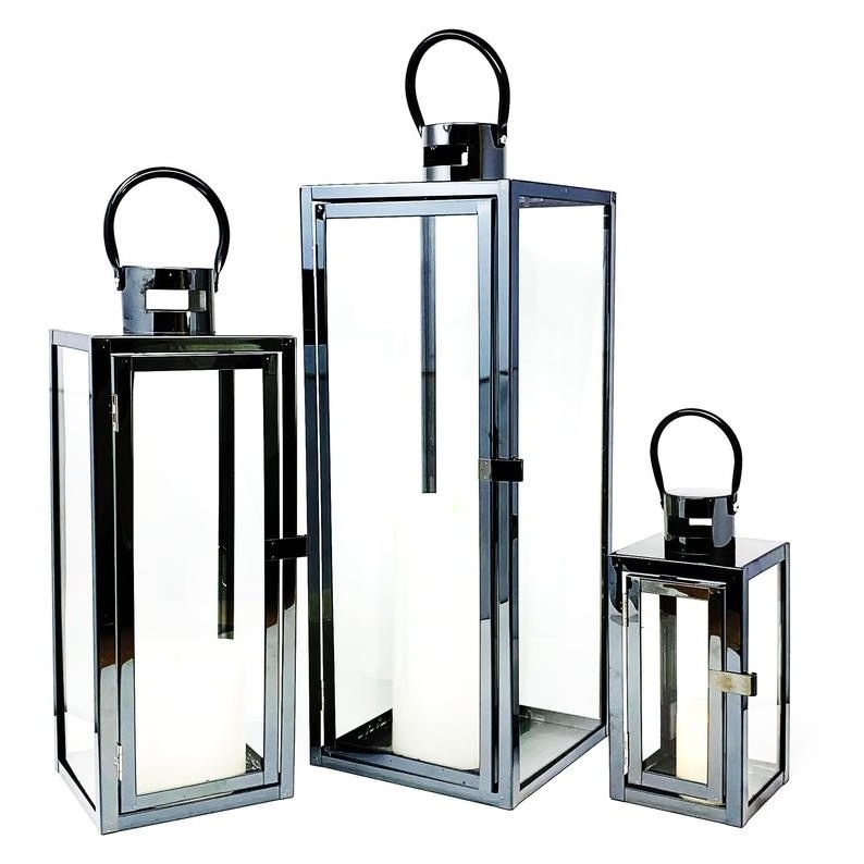 Modern Square Lantern Stainless Steel Lagom Lantern - SMALL