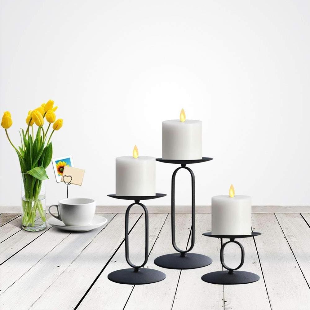 Set of 3 Candlestick with Black Iron-3.5