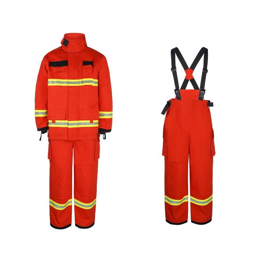 Ati-fire Factory Supply firefighter uniform China Hot sale OEM 100% Aramid Nomex 4 Layers Fire Fighter Jacket